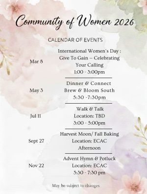 2026 Community of Women Calendar of events - 1